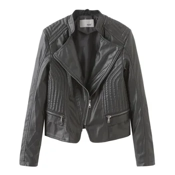 дамско палто, Ново дамско кожено яке от изкуствена кожа, за фино дамско яке, дамски мотоциклетът дрехи, есенно-пролетния уличен стил 0