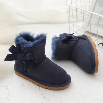 Зимните обувки в насипно състояние меху 2022 г. за Момичета и Момчета, Зимните Обувки от естествена овча кожа, Зимата е Топло Детски Обувки, Вълнени ботас...